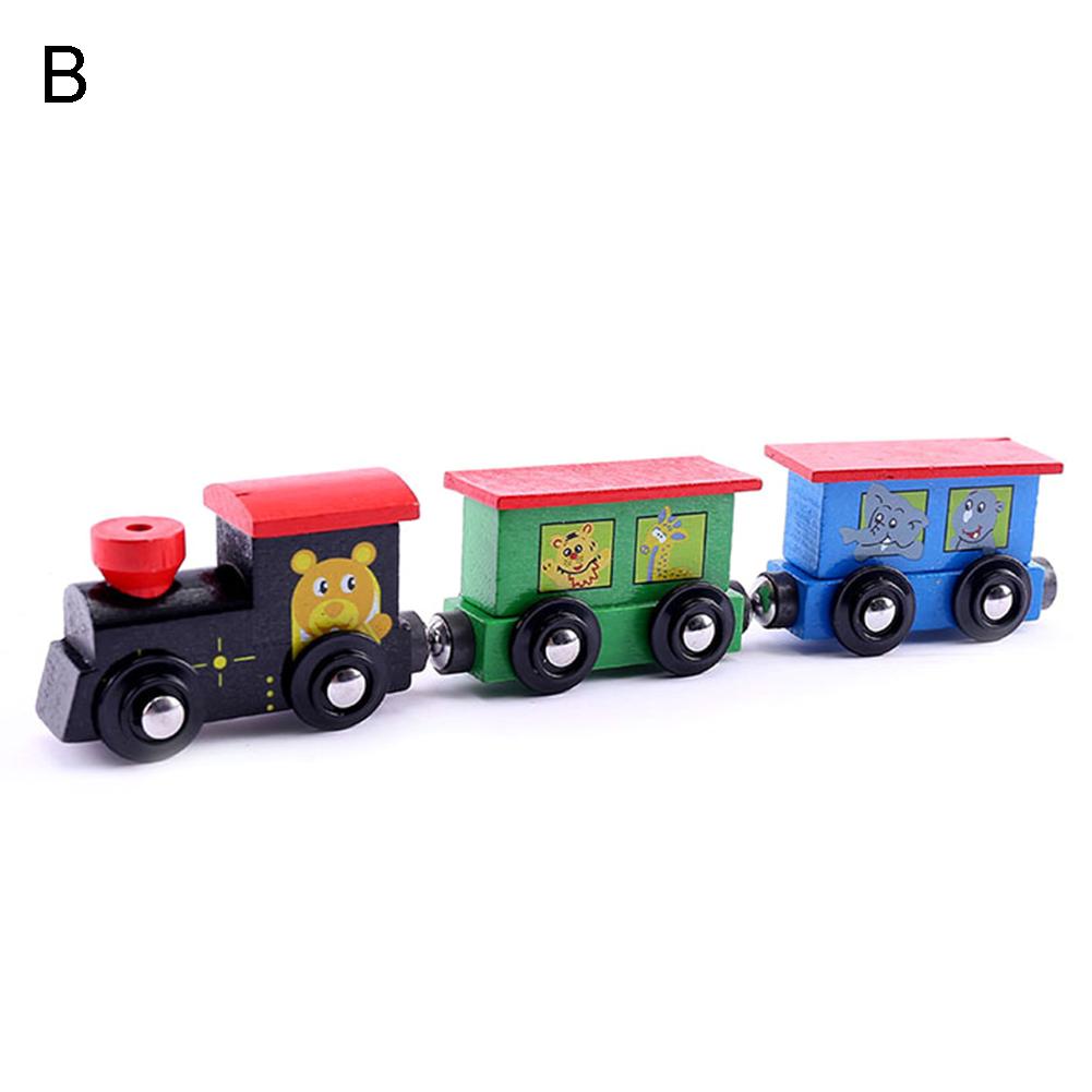 Funny Magnetic Mini Wooden 3Pcs/Set Train Carriage Model Educational Kids Toys