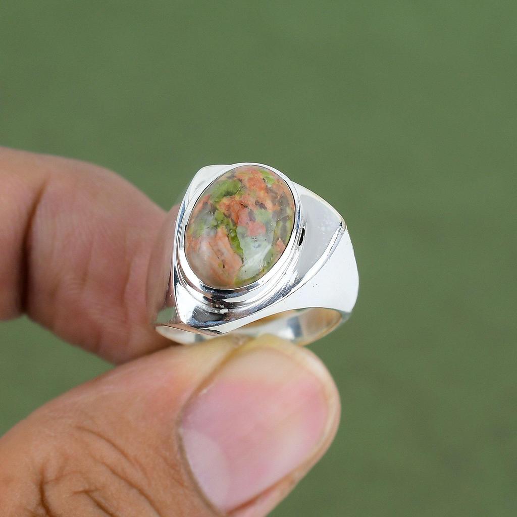 Unakite Ring 925 Sterling Silver Ring Wonderful Ring High Quality Gemstone Ring Handmade Boho Jewelry Gift For Mother Available In Ring Size