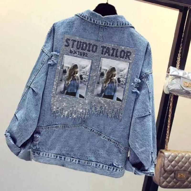 Женская джинсовая куртка с вышивкой, женская весенне-осенняя свободная корейская версия популярной короткой модели большого размера