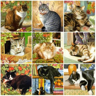 DIY Алмазная Мозаика Кошка Настенная Алмазная Живопись Животных Картина Стразы Мозаика Наборы Вышивка Бисером