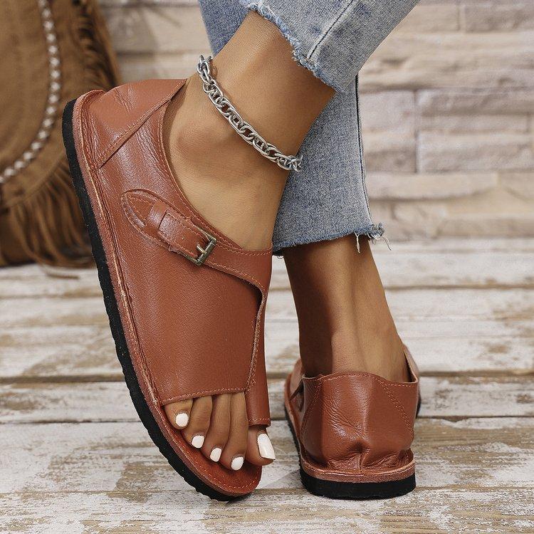 Женские сандалии 2025 года, новые плоские ретро-сандалии с открытым носком, дизайнерские брендовые повседневные пляжные женские сандалии, большие размеры 35-43