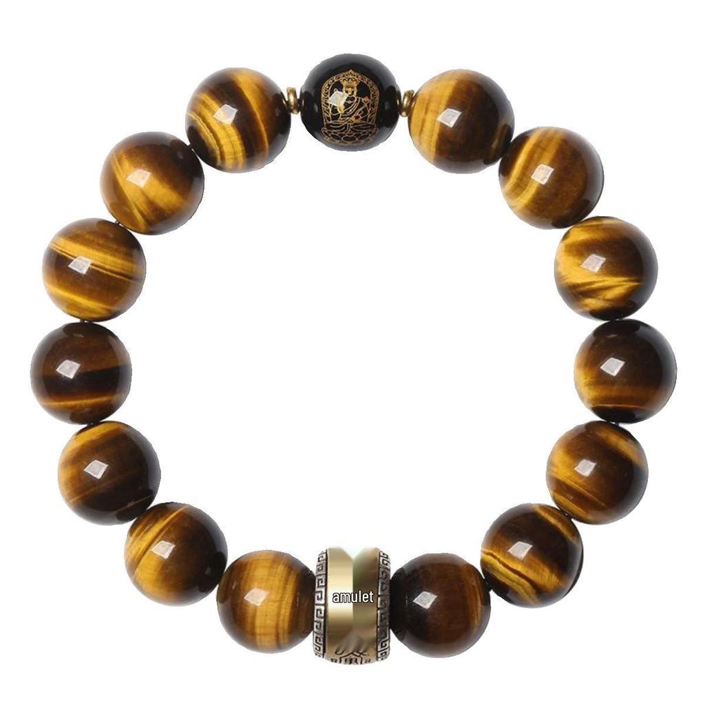 Браслет из синего тигрового глаза с буддийскими молитвенными бусинами для мужчин и женщин - Мир, Удача, Благоприятные украшения, Подарок на год по китайскому гороскопу