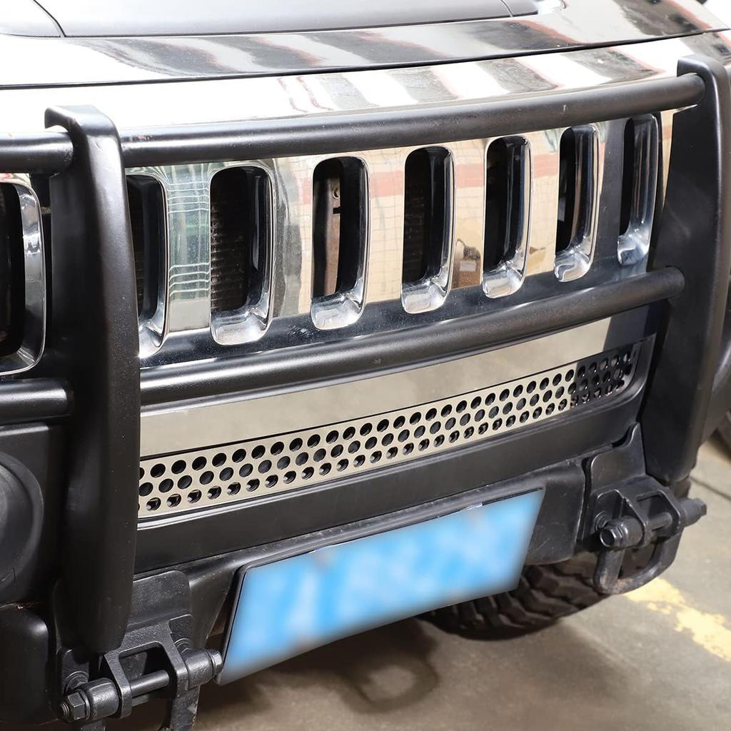 Stainless Steel Honeycomb Mesh Grill Spoiler Bumper Vent fit for Hummer H3 2005-2009,Vent Mesh Grille Accent Trim Cover