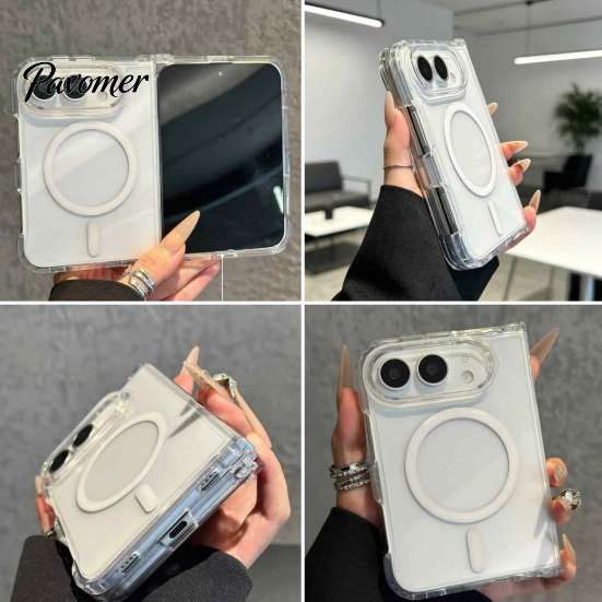 Школьный Чехол для Телефона Прозрачный Магнитный Чехол для iPhoneDuo 18, Тонкий Защитный Чехол с Защитой Шарнира для Улицы, Ударопрочный Защитный Чехол,