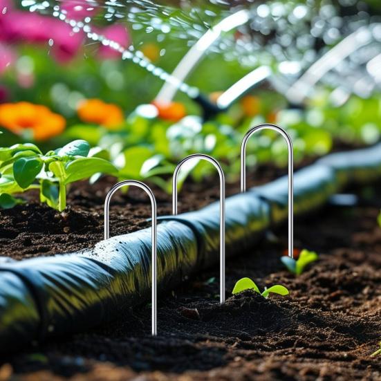 50/100Pcs U-shaped Ground Stake Anti-Rust Garden Pile Easy Installation Reusable Multipurpose Garden Landscape Piles