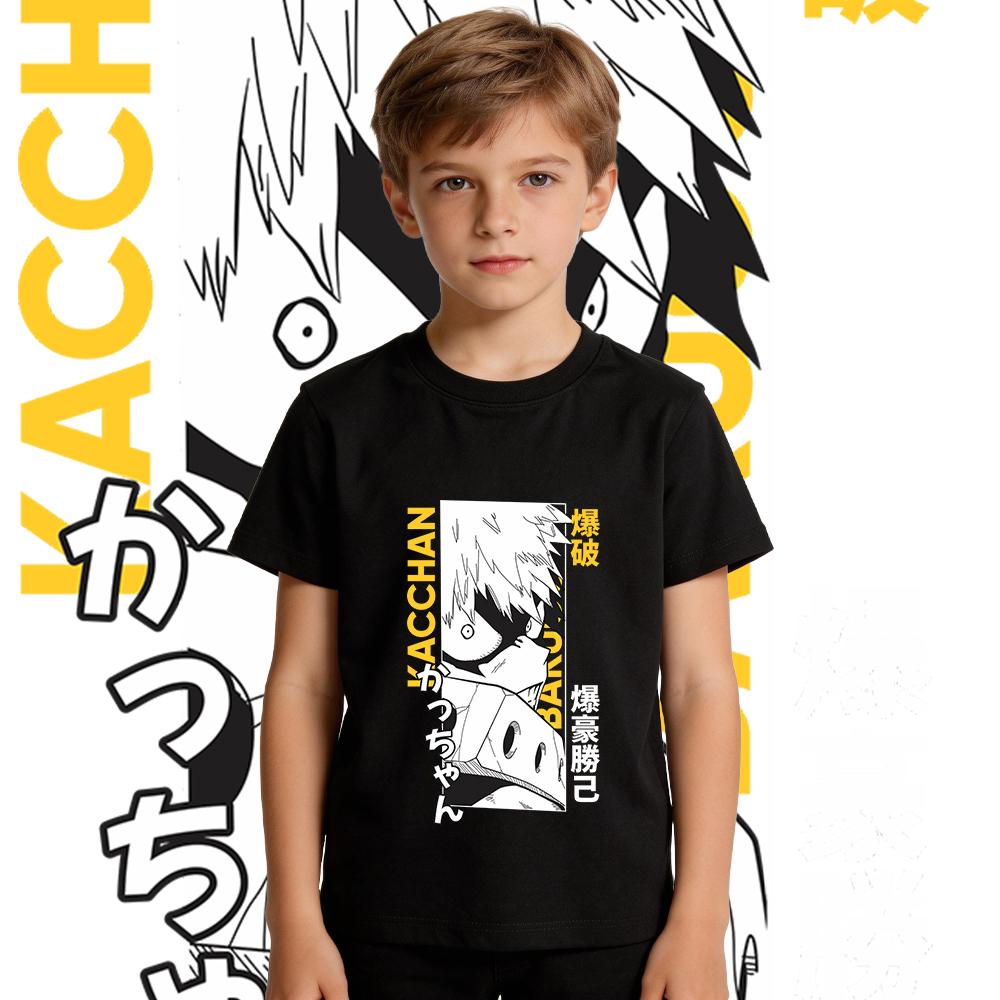 My Hero Academia Bakugo Anime Print Boys Girls Cotton T Shirt Kids Casual Summer Top Soft Breathable Short Sleeve