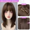 16-дюймовый коричневый парик с прямой челкой, синтетический парик из волокна, термостойкий, без бликов, натуральный косплей, шиньон для женщин, повседневное использование, корейская мода