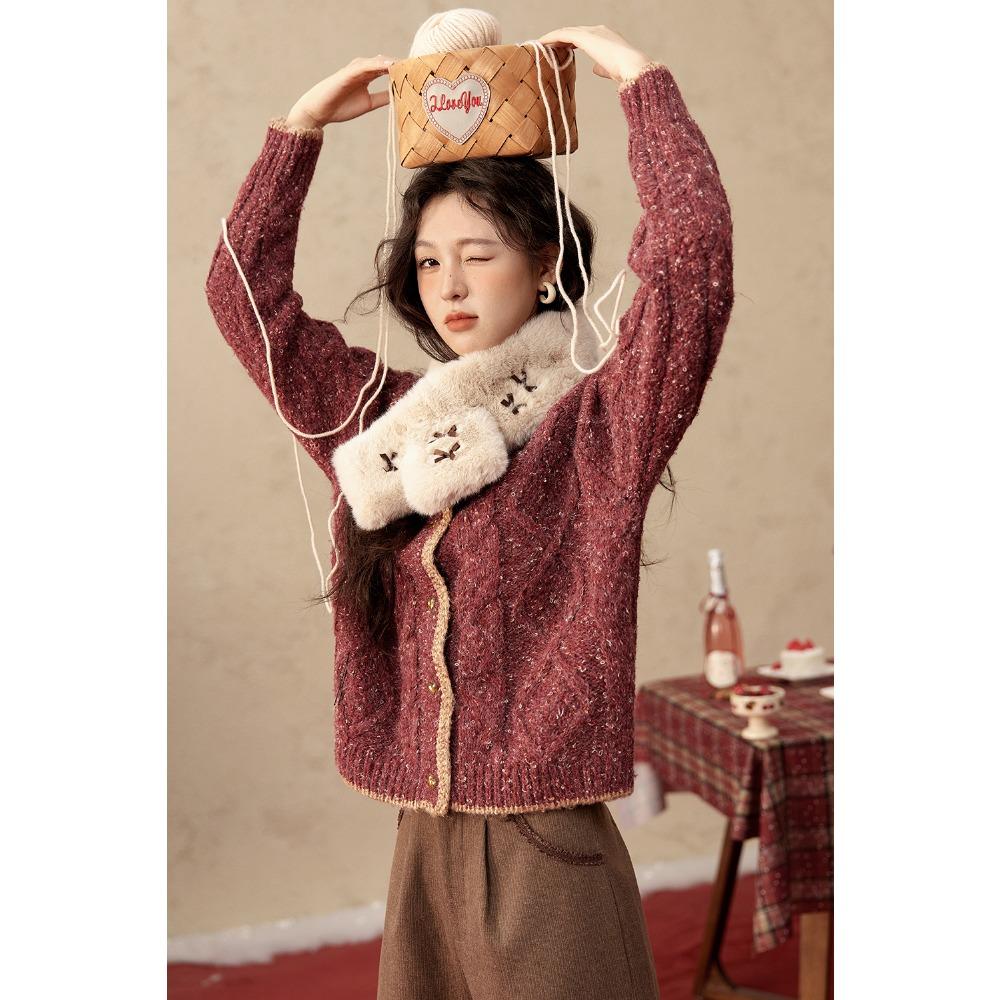 Mishow Кардиган красного цвета для женщин, зимняя новая мода, длинный рукав, свитер, куртка, свободный круглый вырез, топы для женщин MXD56Z0972