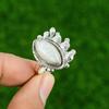 Natural Rainbow Moonstone Gemstone Multi Stone Adjustable Ring 925 Silver