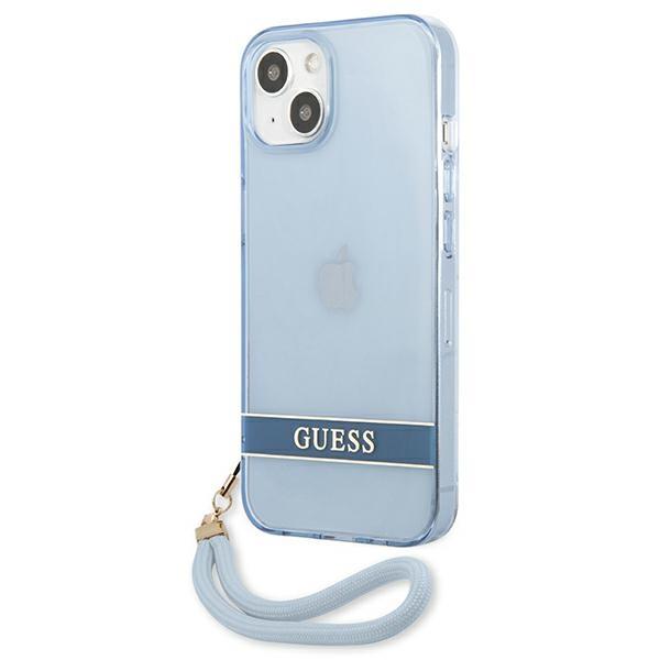 Etui do iPhone 13 Guess Translucent z paskiem Niebieskie