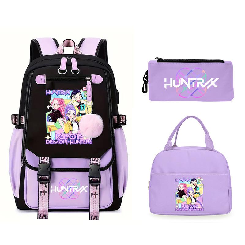 KPop Demon Hunters Rumi Anime Merchandise Backpack and Pencil Case Convenient Backpack for Couples for Business Trips and Travel