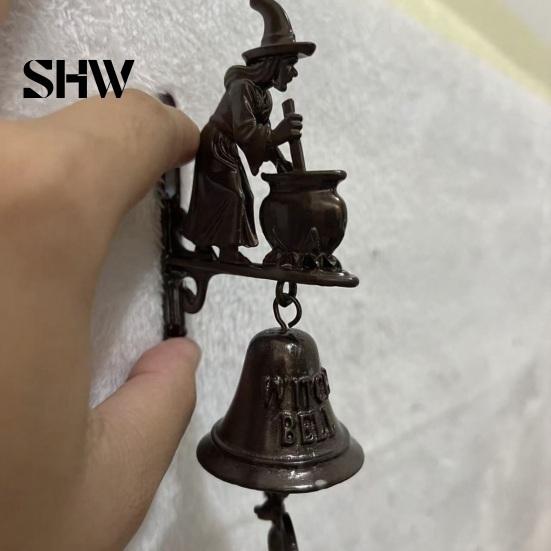 Bat Pendant Ornament Vintage Witch Doorbell, 3D Decorative Brewing Medicine Door Bell, Halloween Heavy Duty Metal Bell Gothic Wind Chime with