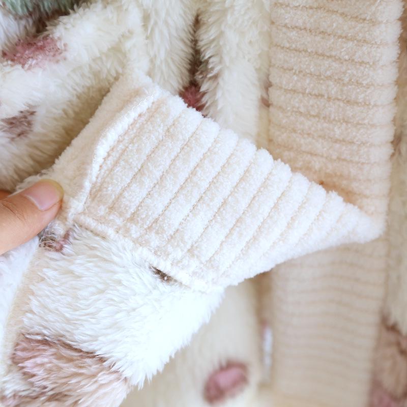 Женский уютный фланелевый пижамный комплект – дизайн «Тюльпан и кролик» для осени и зимы