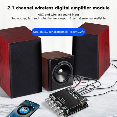 2.1-канальная Bluetooth-совместимая плата усилителя с регулировкой высоких и низких частот 50 Втx2+100 Вт, BT 3,5 мм AUX для DIY-динамиков