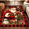 Santa Claus & Snowman Design Area Rug Christmas Themed Carpet Chair Mat for Living Room Bedroom Office Non-Slip Entrance Doormat