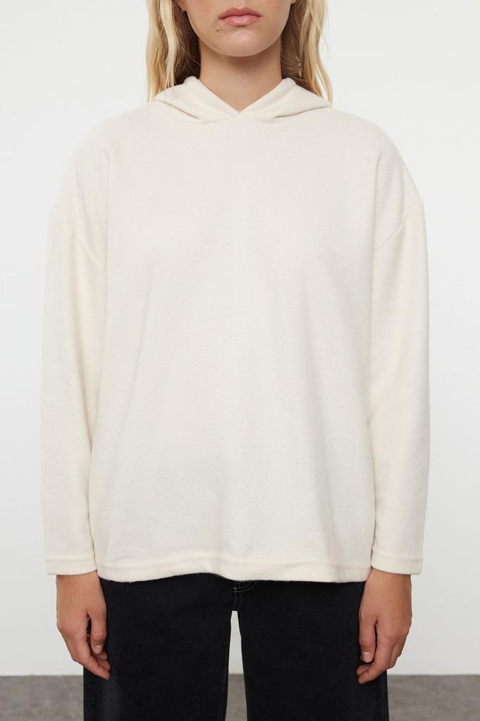 Женская модная стильная толстовка Mink Thessaloniki Oversize Wide Fit Hooded Knitted Sweatshirt