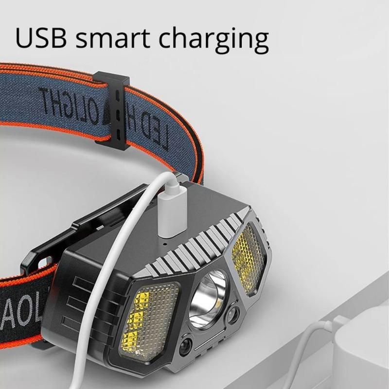Перезаряжаемый от USB датчик, светодиодные фары, сверхяркий налобный фонарь, носимый фонарь для рыбалки, несколько режимов освещения, приключение в горах