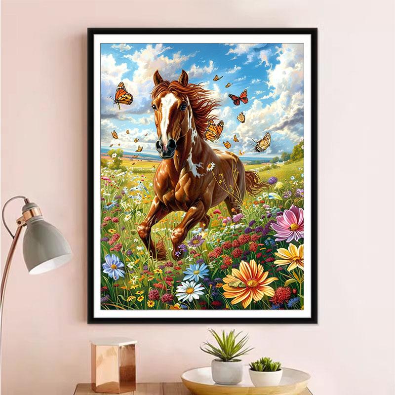 5d DIY Алмазная картина, вышивка крестом, бегущая лошадь, алмазная вышивка, цветок, морская мозаика, полный круглый дрель, домашний декор, ремесла