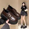 Маленькие кожаные туфли женские новые осенние на платформе женские туфли с мелким вырезом женские туфли Мэри Джейн