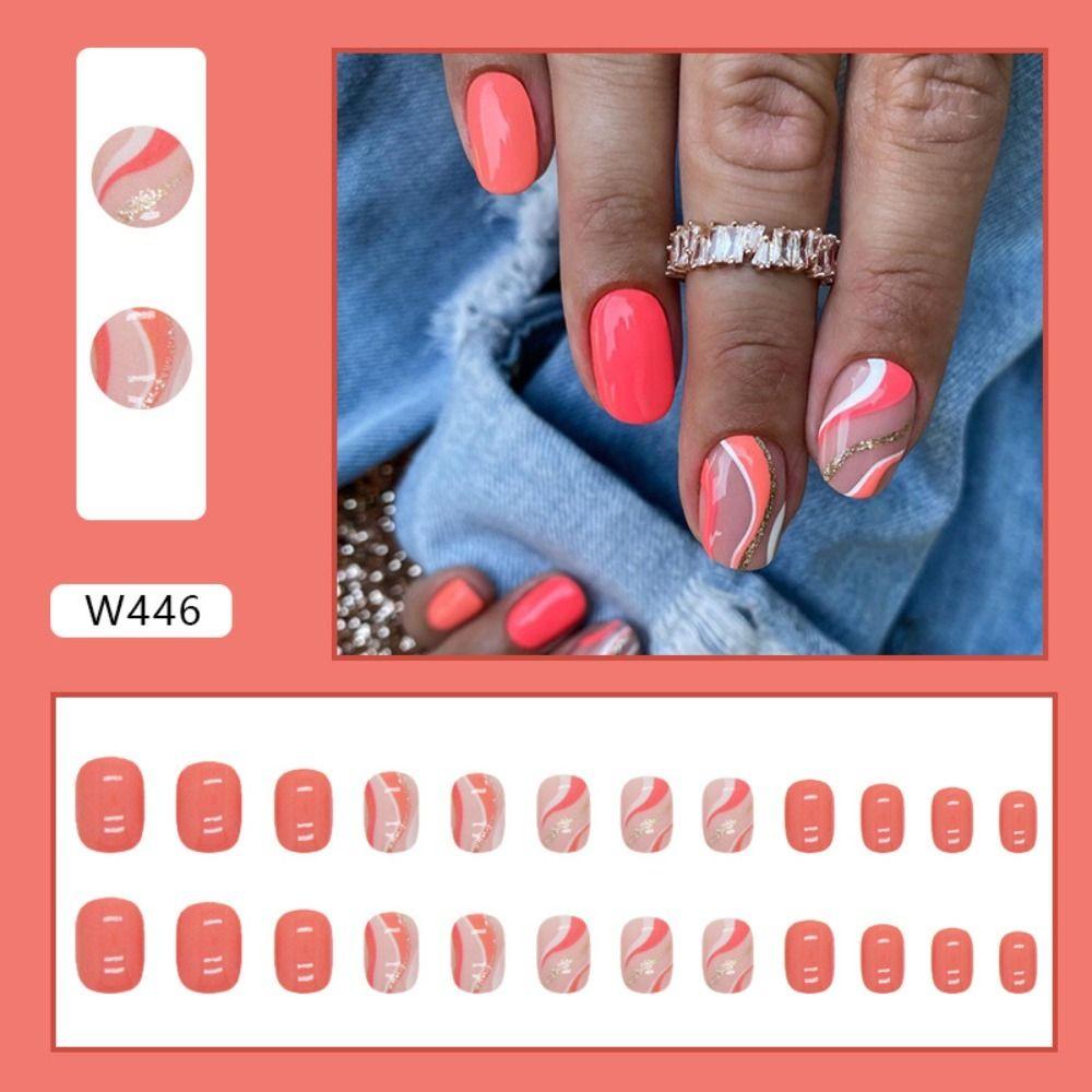 French False Nails Short Round Nail Tips Detachable Fake Nails  for Salon