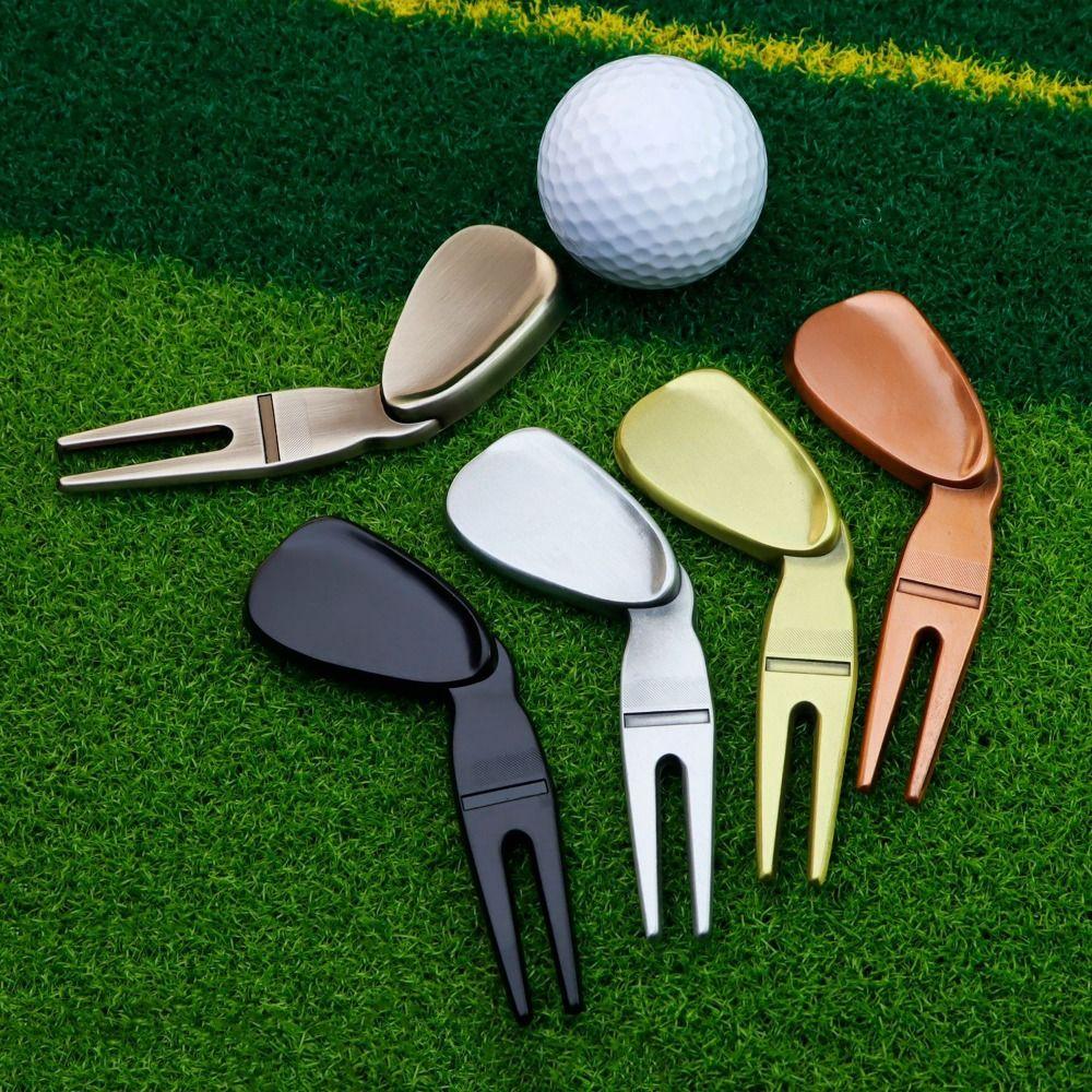 Magnetic Golf Ball Fork Spacecraft Golf Ball Marker Golf Divot Tool Divot Fork  Mark Location