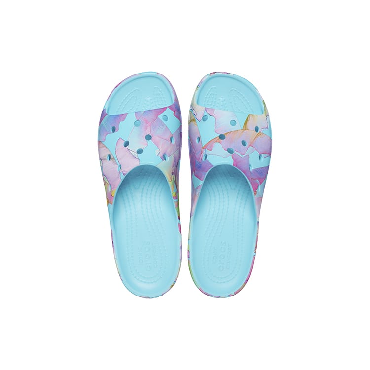 Crocs Классические платформенные шлепанцы с принтом пальм 'Синий Мультиколор' Женские 208607-4NQ