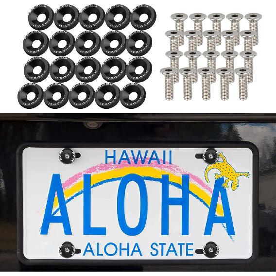 20 шт. Болт-шайба для крыла и бампера, Алюминиевая шайба для крыла, Комплект для украшения моторного отсека, Крепеж M6, Комплект шайб для крыла JDM, Подходит для болта-шайбы бампера,