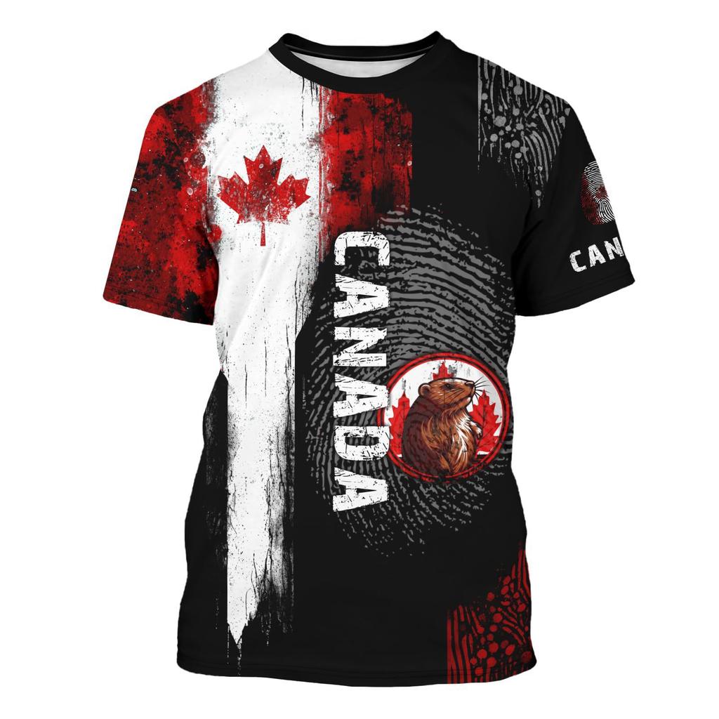 2026 New Canada 3D Printed Men's T-Shirt Summer Breathable Crew Neck Short Sleeve Sports Casual Trend Top