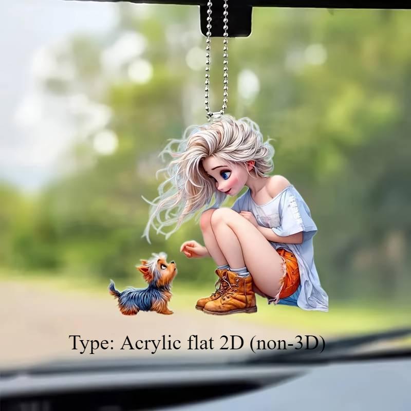 2D Новая сексуальная девушка и щенок Подвеска Плоская 2D Подвеска для салона автомобиля Подвеска для подарка на праздник