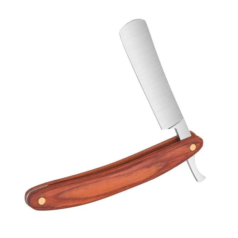 Винтаж с деревянной ручкой инструменты для удаления волос старый набор ножей для бритья из нержавеющей стали парикмахерская бритва прямой край складной подарок