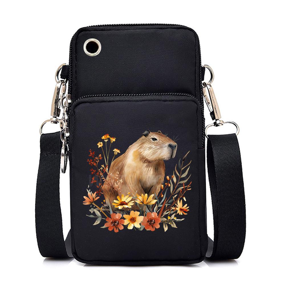 Многофункциональная вертикальная черная наплечная сумка с мультяшным принтом, повседневная, портативная сумка-мессенджер для мобильного телефона для мужчин и женщин