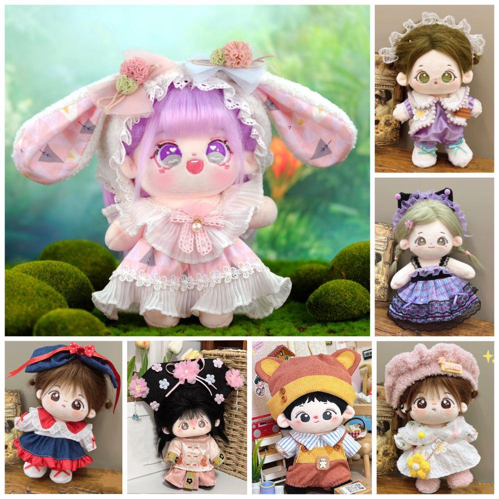 20CM Doll Dress Suit Multicolor Doll Cap Dress Gift Miniature Clothes Cotton Stuffed Doll