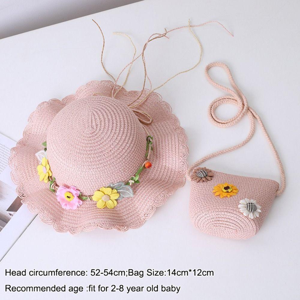 Cute Kids Sun Hat 2-8 Years Straw Hat Fashion Girls Sun Hat Beach