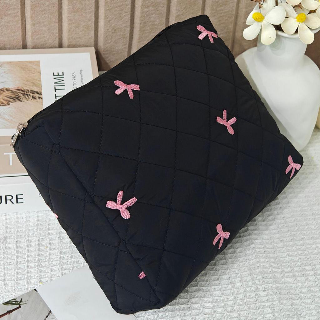 Large Quilted Cotton Handbag: Multipurpose Makeup, Toiletry & Electronics Organizer