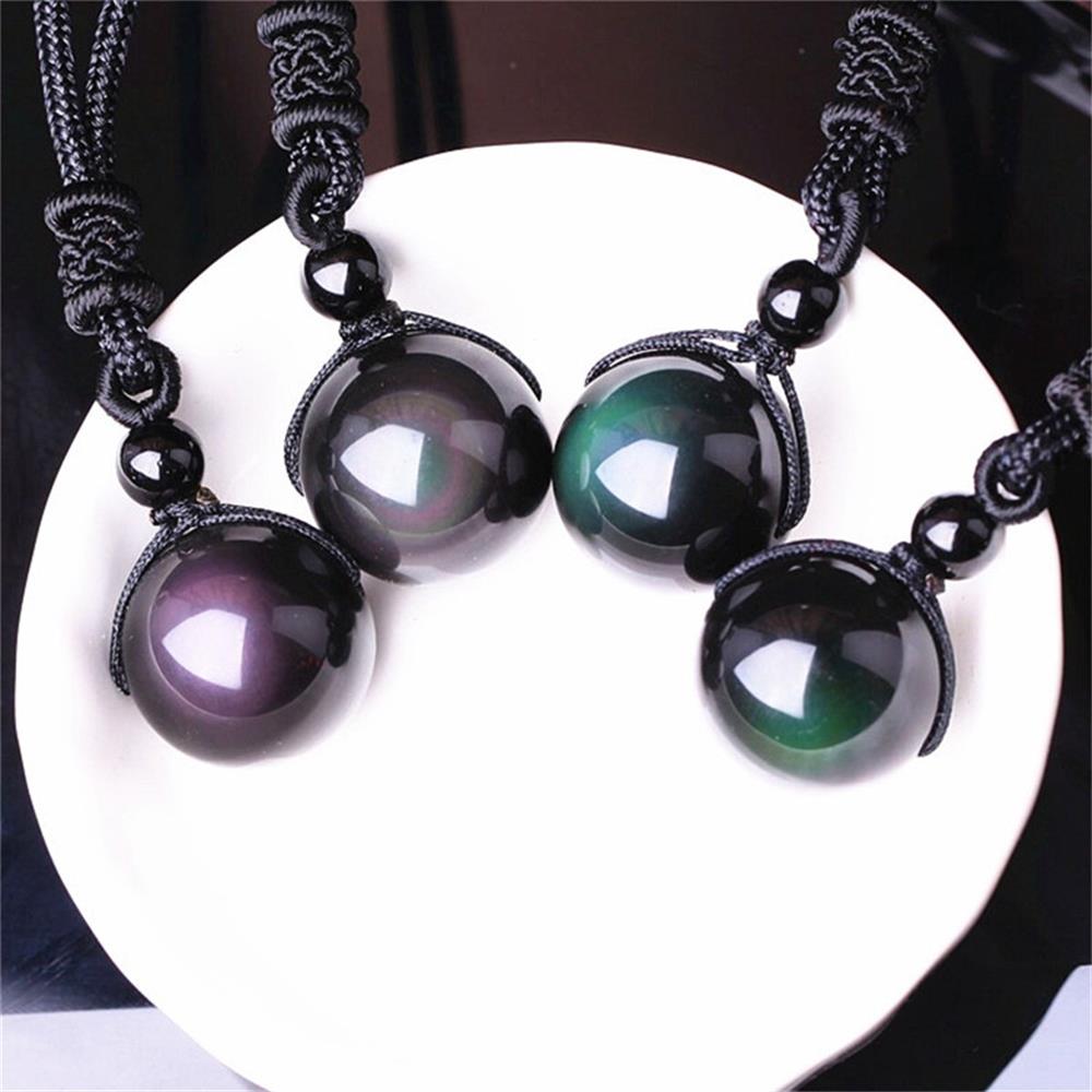 Fashion Blessing Lucky Round Ball Necklace Obsidian Pendant Amulet