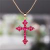 Lady Charm Shiny Rhinestones Cross Pendant Necklace Women  Party Choker Jewelry Gift