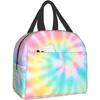 Радужный узор тай-дай Ланч-бокс Изолированная сумка-тоут для ланча для женщин мужчин Сумка для бенто Контейнер для пикника Сумка-холодильник Многоразовая Водонепроницаемая