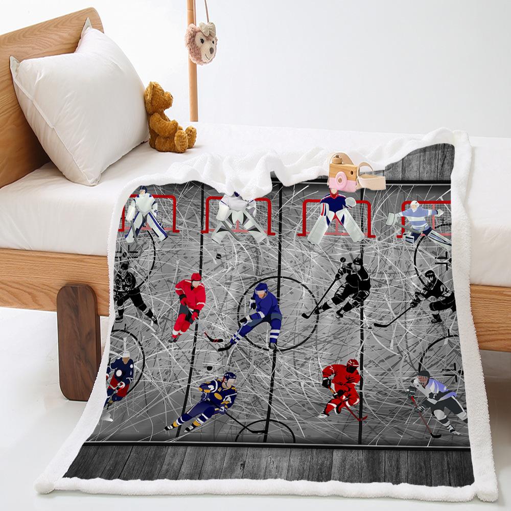 Ice Sports 2D Digital Printed Lamb Fleece Blanket Thickened Crystal Fleece Blanket