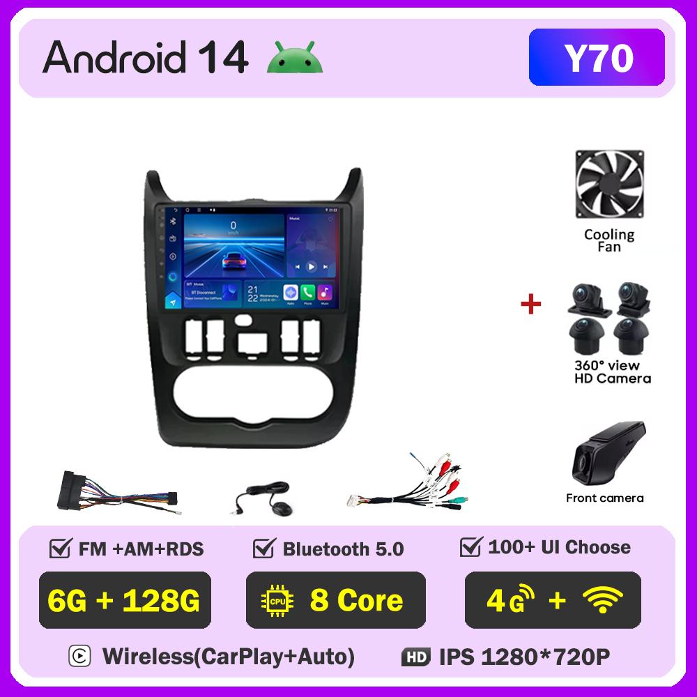 Для Renault Logan 1 Sandero 2009-2015 Largus Dacia Duster Автомобильный мультимедийный видеоплеер с сенсорным экраном Android 14 Авторадио 5G Wifi