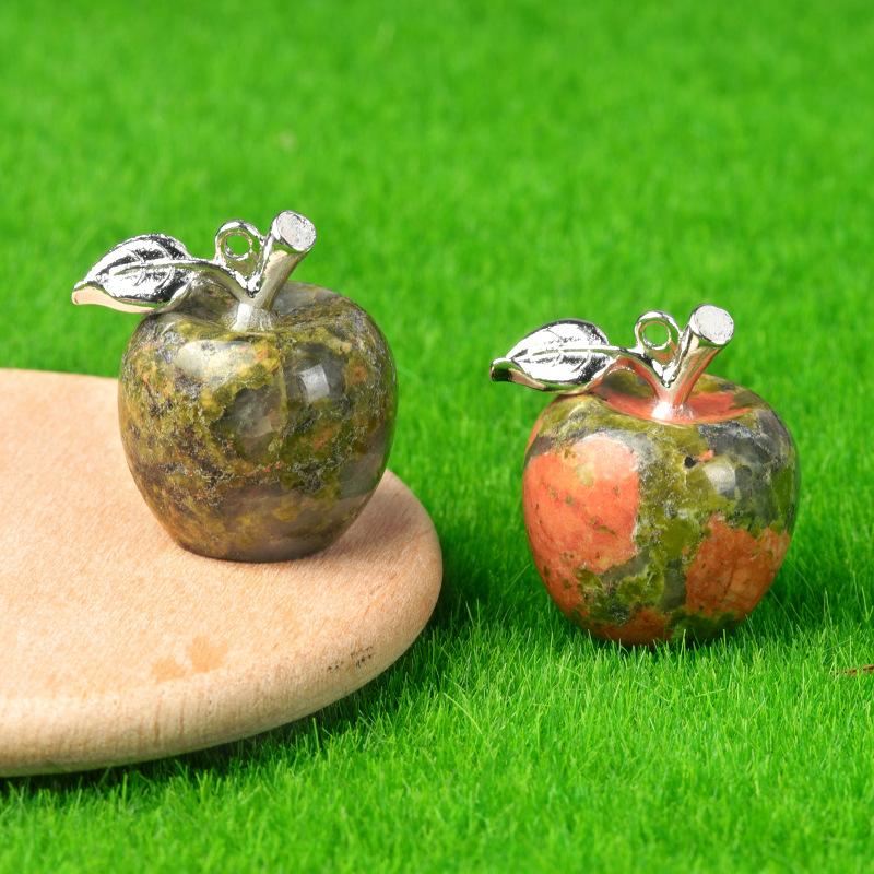 Natural Semi Precious Stone Crystal Mini Apple Pendant for DIY Pendant Thanksgiving Gifts Room Office Decoration Collectibles