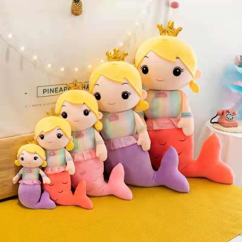 Lovely Mermaid Plush Cuddle Toy Cute Stuffed Doll For Girls Ideal Bedroom Decoration In Soft Colors