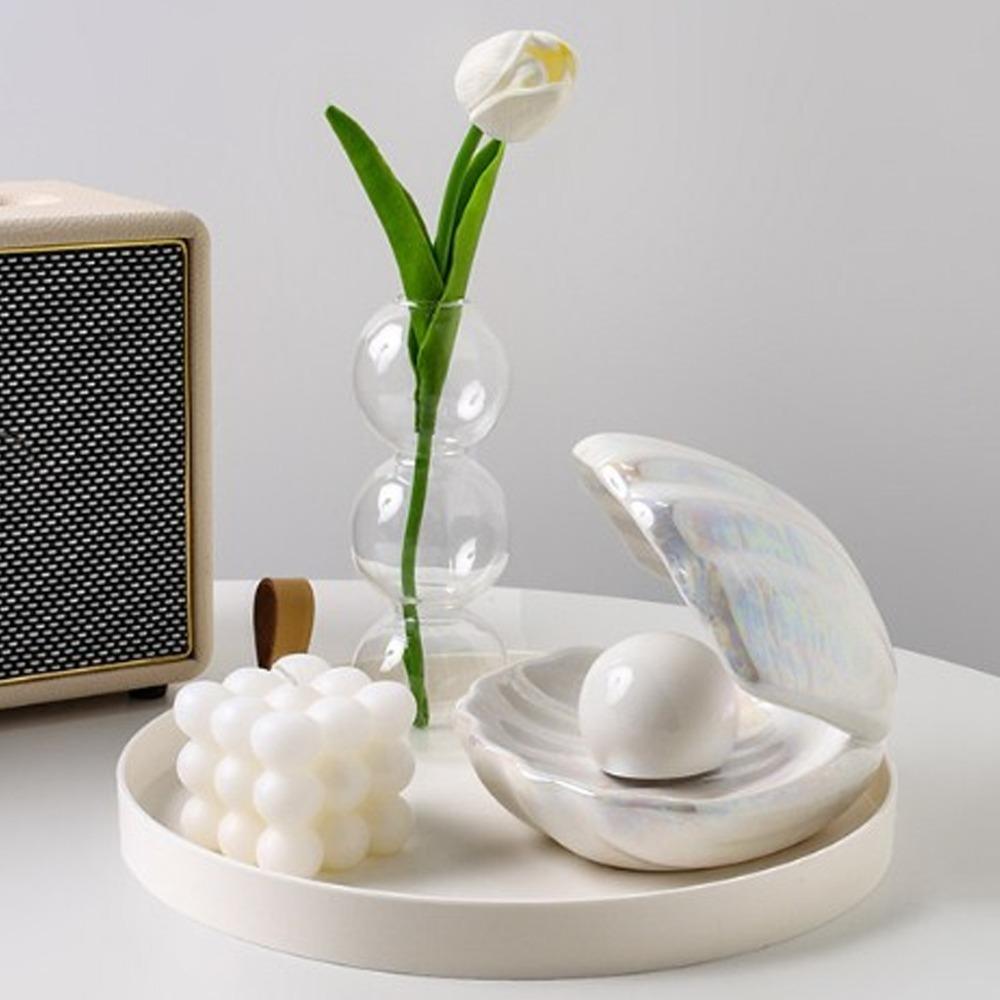 Serving Trays Round Jewelry Dish Simple White Trinket Dish Waterproof ABS Portable Storage Tray Bedroom Table