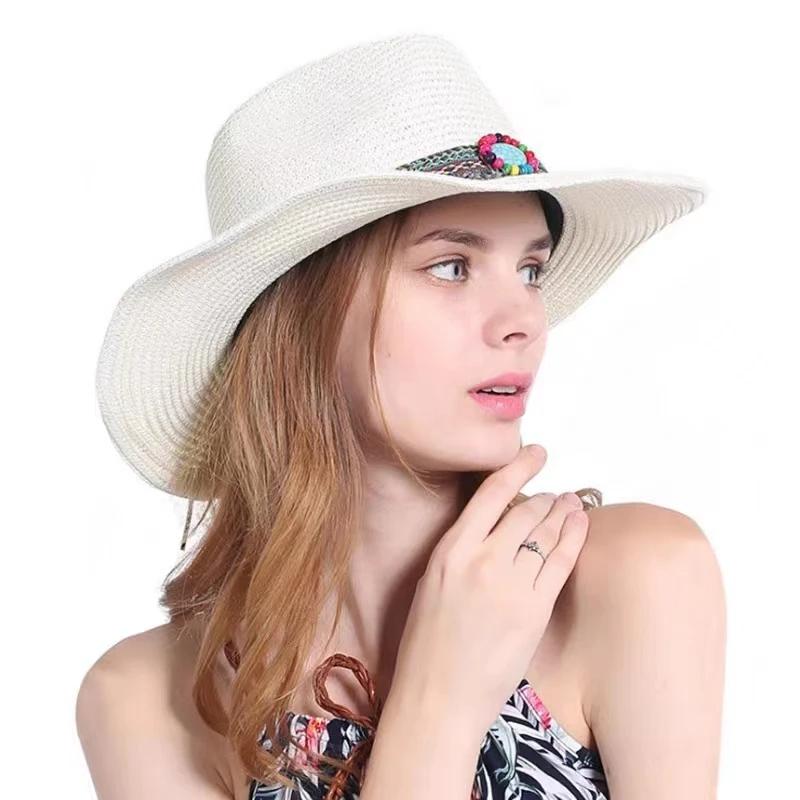 Summer Women's Men's Sun Hat Western Cowboy Gentleman Jazz Sunscreen Handmade Straw Hats