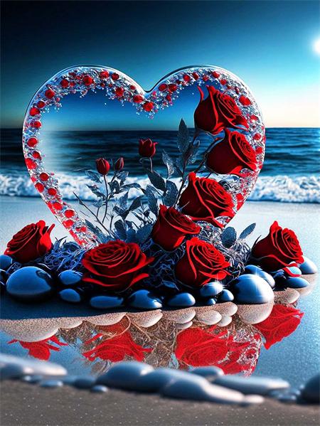 5d Алмазная картина Новое сердце Красная роза Домашний декор Вышивка Приморский цветок Пейзаж Полный квадрат/круглая наклейка на стену