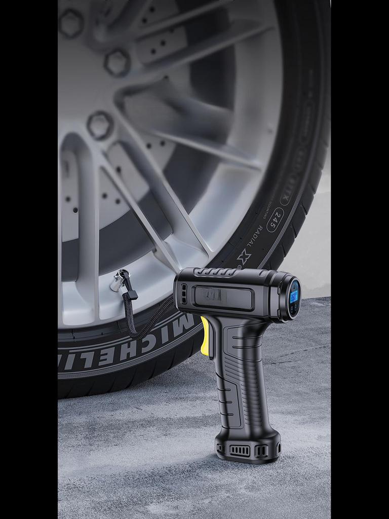 Портативный автомобильный воздушный насос с беспроводной зарядкой, интеллектуальным цифровым дисплеем и портативным дизайном — идеально подходит для домашнего использования и использования в дороге.