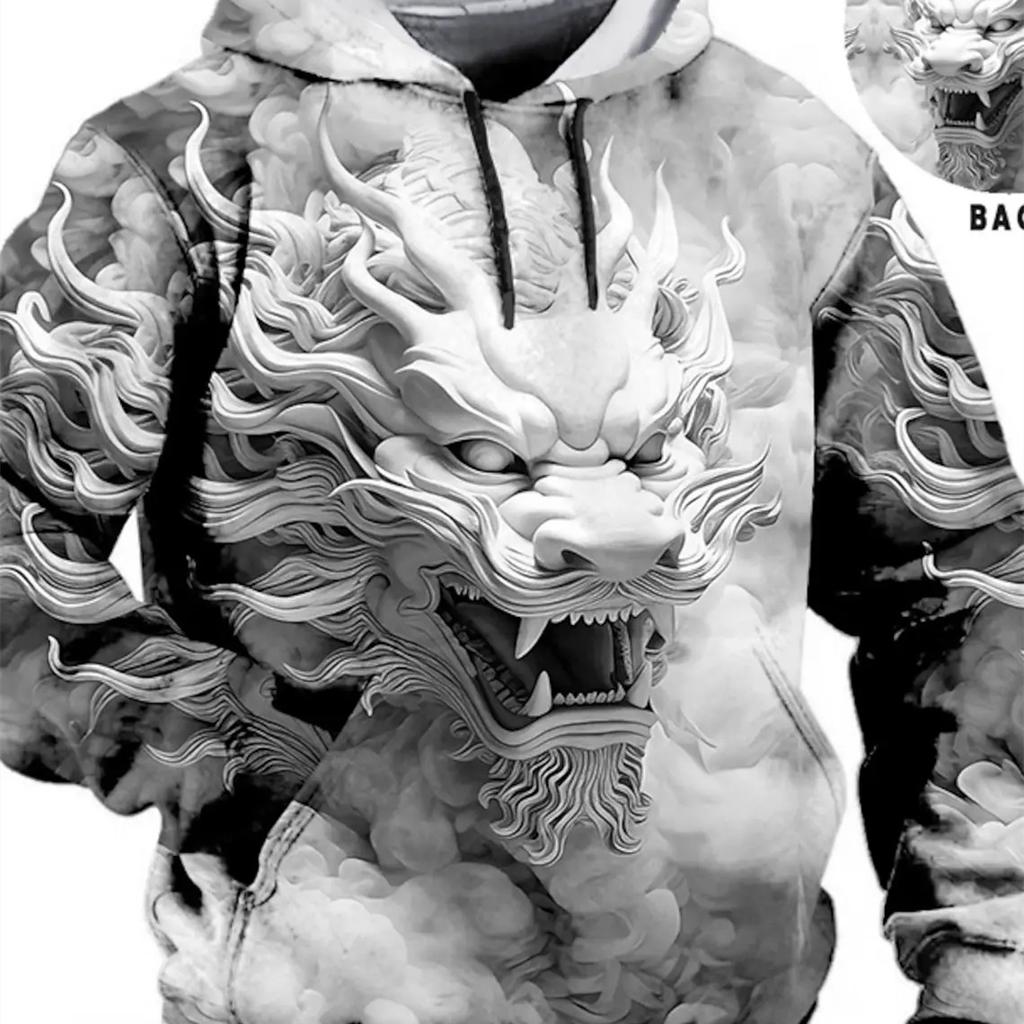 Графический лев Мужская мода 3D принт толстовка с капюшоном уличная одежда с капюшоном с длинным рукавом принт передний карман весенняя толстовка с капюшоном