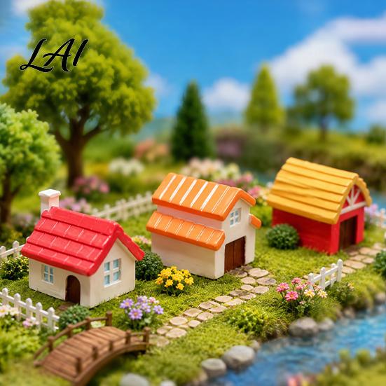 Decorative House Figurine Miniature Figurine Mini Ornament for Micro Landscape Small Decor Decoration Doll Fairy Garden Planter Pot Sun Resistant