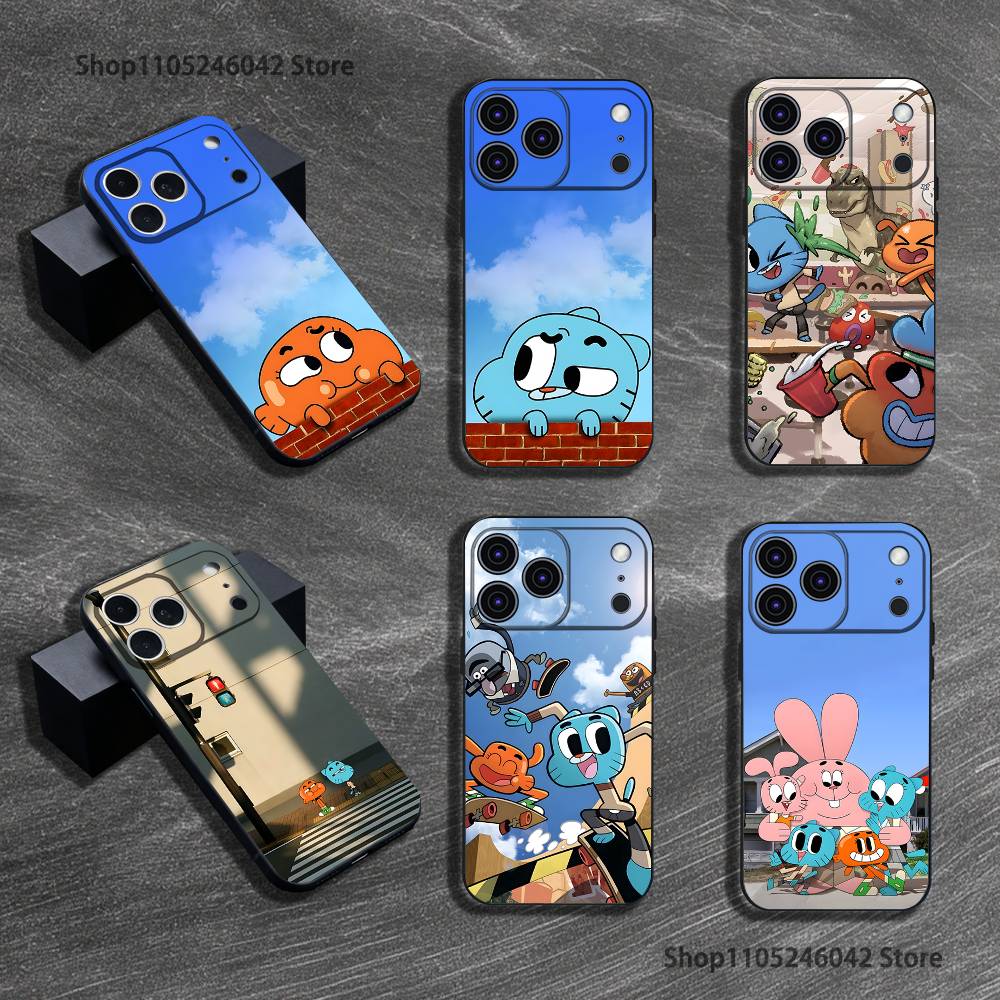 G-Gumballs And D-Darwins Wear-resistant Phone Case For iPhone 17,16,15,14,13,12,11,Pro,Max,Plus Black Soft Cover