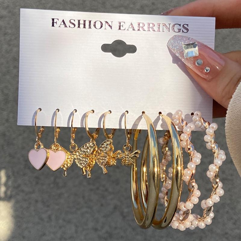 17 км модные золотые геометрические квадратные круглые жемчужные серьги-кольца для женщин, акриловые серьги-кольца с бабочками, ювелирные изделия, подарок