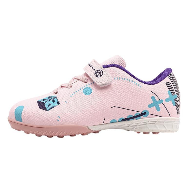 Boys Soccer Shoes TF Shredded Nails Kids Student Girls Velcro Leather Lawn Training Sneakers